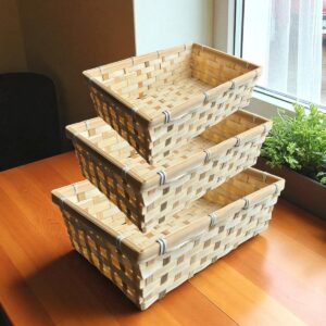 CANASTA TEJIDA RECTANGULAR  SET X 3 CA128-5